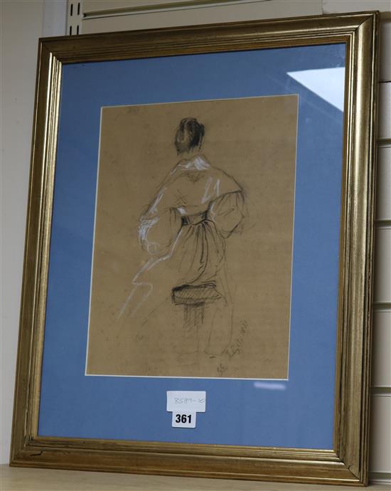 G.G. 1833 Sketch of a seated lady 35 x 27cm